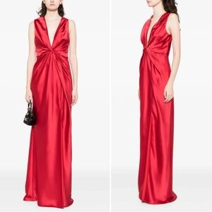 NWT Amsale Twisted Fluid Draped Maxi Dress Gown in Lipstick Red Size 4 $695 MSRP